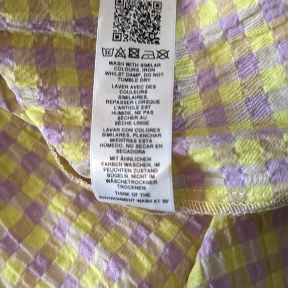Topshop Seersucker Checker Print Midi Wrap Dress in Purple & Yellow Size 8 NWT - Picture 7 of 10